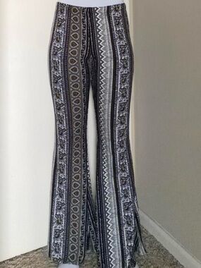 Patterned Black & White Flared Pants